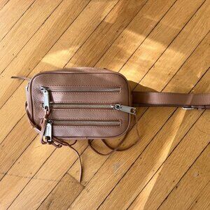Rebecca Minkoff Belt Bag , Fanny Pack, Travel Bag, 3 Zip Fringe Leather, Pockets